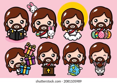 cute jesus christ cartoon bundle set