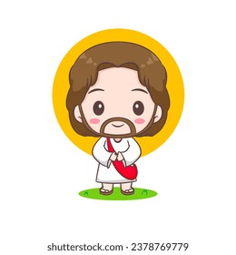 Cute Jesus Christ cartoon character. Christian religion concept design. Hand drawn Chibi character clip art sticker Isolated white background. Vector art illustration