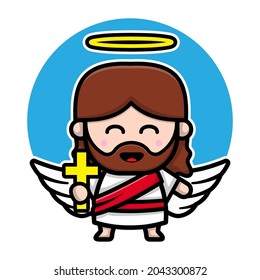 Cute jesus christ Cartoon Vector Icon Illustration. 