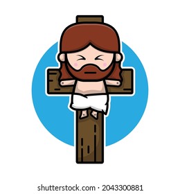 Cute jesus christ Cartoon Vector Icon Illustration. 