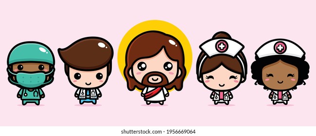 cute jesus christ with doctors and nurses