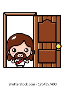 cute jesus christ with the door open