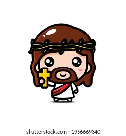 cute jesus christ holding a cross