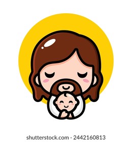 cute jesus christ hugging baby
