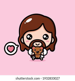 cute jesus christ hugging a bear