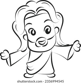 Cute Jesus Christ Line Art for print or use as poster, card, flyer or t shirt