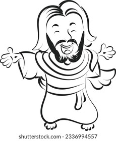 Cute Jesus Christ Line Art for print or use as poster, card, flyer or t shirt