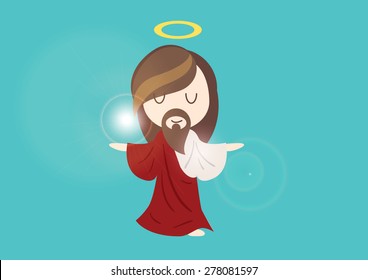 cute jesus god character design illustration vector