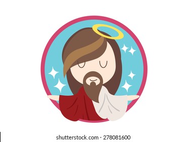 cute jesus god character design illustration vector