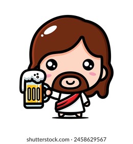 cute jesus holding up a beer