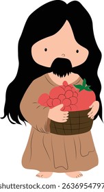 Cute Jesus Holding a Fruit Basket, Jesus day