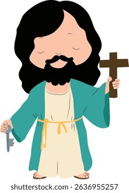 Cute Jesus Holding Keys illustration