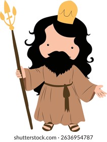 Cute Jesus Holding a Scepter