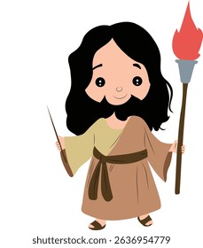Cute Jesus Holding a Torch