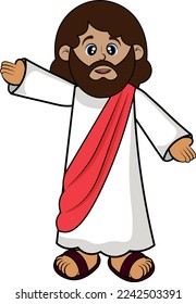 Cute Jesus illustration with white background. Religion, bible concept.