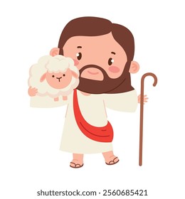 cute jesus with lamb isolated