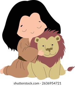 Cute Jesus with a Lion
