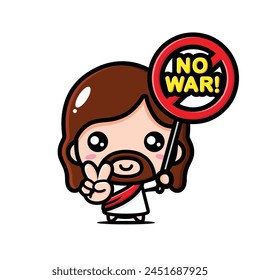 Cute Jesus with Message of Peace No War