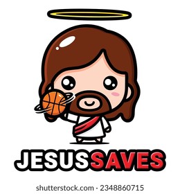 cute jesus saves basketball design