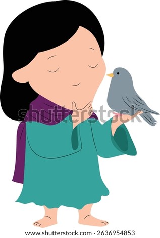 Cute Jesus with a Sparrow