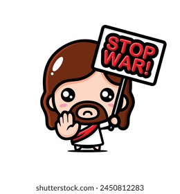 cute jesus with stop war sign