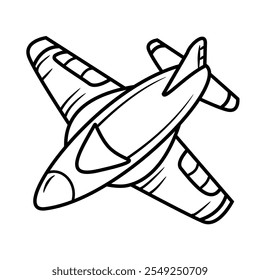 A cute jet airplane illustration for coloring.