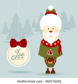 Cute Joe the Elf Christmas Character. Christmas vector illustration