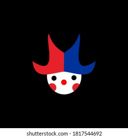 Cute joker  face vector logo icon. Circus actor simple solid icon vector