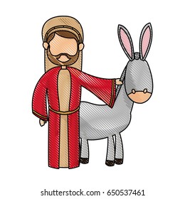 cute joseph and donkey manger design