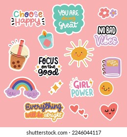 Cute Sticker Set Stock Illustration - Download Image Now - Sticker