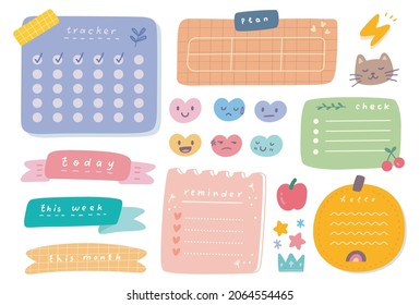 Cute journal and planner design vector illustration