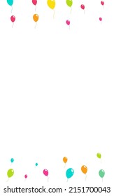 Cute Joy Ballon Vector  White Background. Party Inflatable Ball Banner. Red and Green and Yellow Celebration Texture. Bright Fun Baloon Cover.