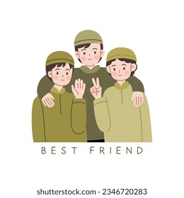 Cute joyful happy muslim friendship
