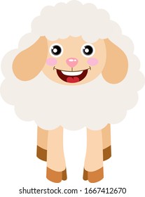Cute joyful lamb isolated on white
