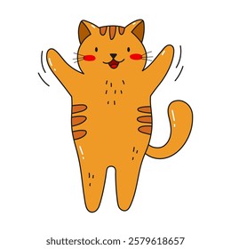 Cute joyful red-haired cat. Vector illustration