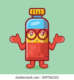 cute juice bottle character mascot with confused gesture isolated cartoon in flat style design