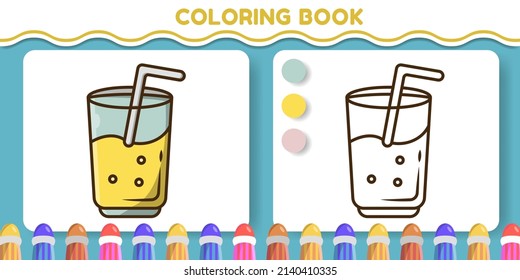 Cute juice hand drawn cartoon doodle coloring book for kids