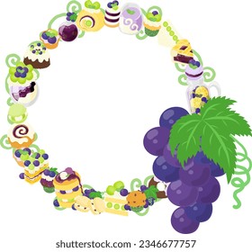 de dulces de uva jugosos y bonitos, como tarta y jalea y jugo y pan