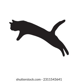 Un lindo salto de arte vectorial de silueta de gato