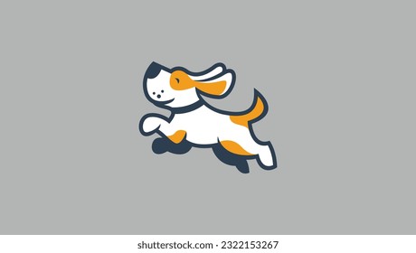 cute jumping dog logo vector design template