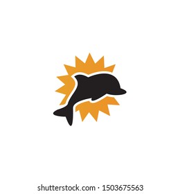 cute jumping dolphin logo design vector template