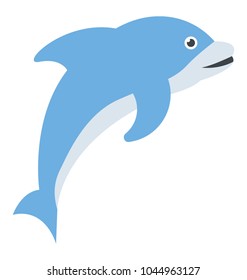 A cute jumping dolphin in pleasant mood