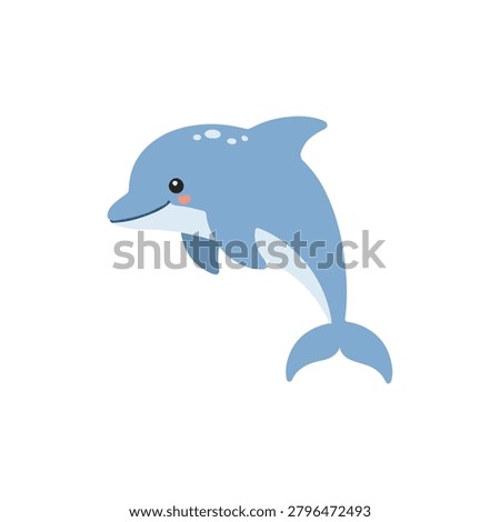 Cute jumping dolphin vector illustration isolated cartoon marine mammal character