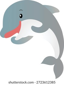 Ilustración linda del Vector del delfín que salta, carácter marino amistoso del mamífero