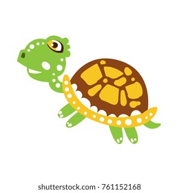 Cute jumping green turtle