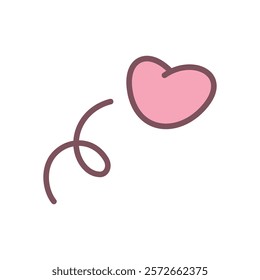 Cute jumping up heart icon. Hand drawn illustration isolated on a white background. Abstract romantic emoji symbol. Joy concept. Vector 10 EPS.