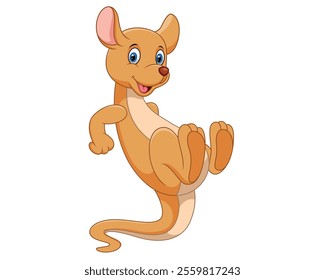 Cute jumping kangaroo cartoon isolated on white background vector illustration