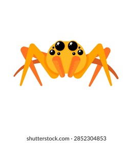 Cute jumping orange spider vector illustration