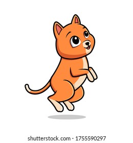 Cute Jumping Standing Cat Cartooon Illustration
