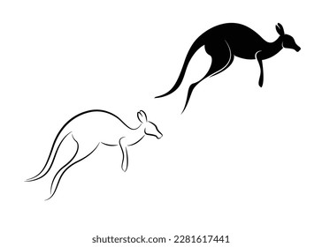 Cute jumping white kangaroo in flat style. Crypto art, logo, kangaroo, vector illustration isolated on colorful background.